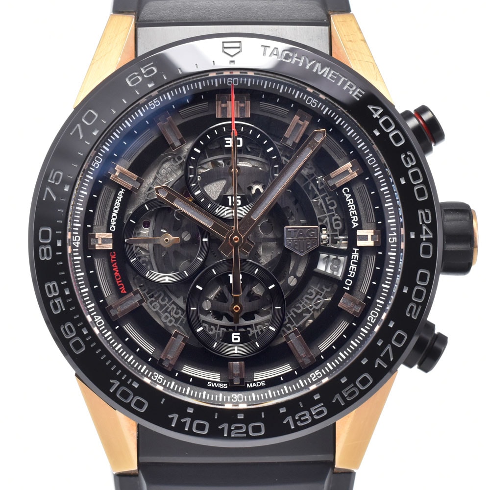タグホイヤー TAG HEUER CAR2A5A.FT6044 カレラ チタン/K18PG/セラミック ブラック 自動巻き メンズ 美品 箱・保証書付き 腕時計 D#149793