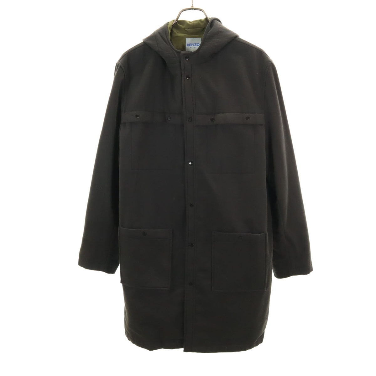 KENZO HOMME ケンゾーオム 90s 日本製 オールド フーデッド コート 3 チャコールブラック