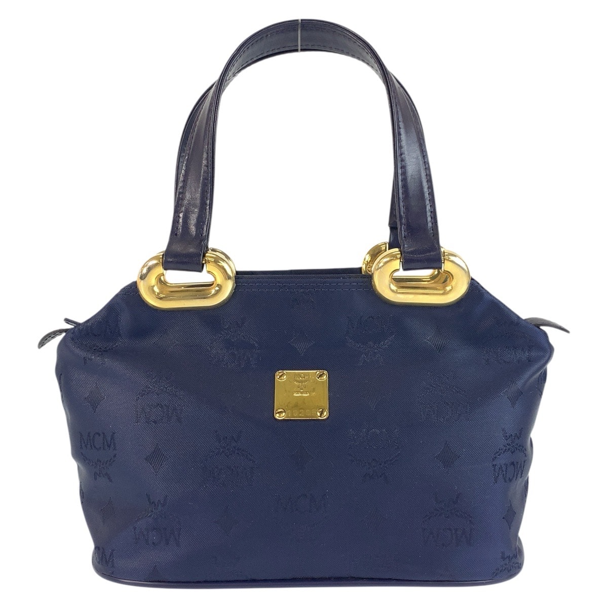 美品 MCM エム シー エム ヴィセトス ネイビー ゴールド金具 ナイロン ハンドバッグ トートバッグ 600082 【中古】