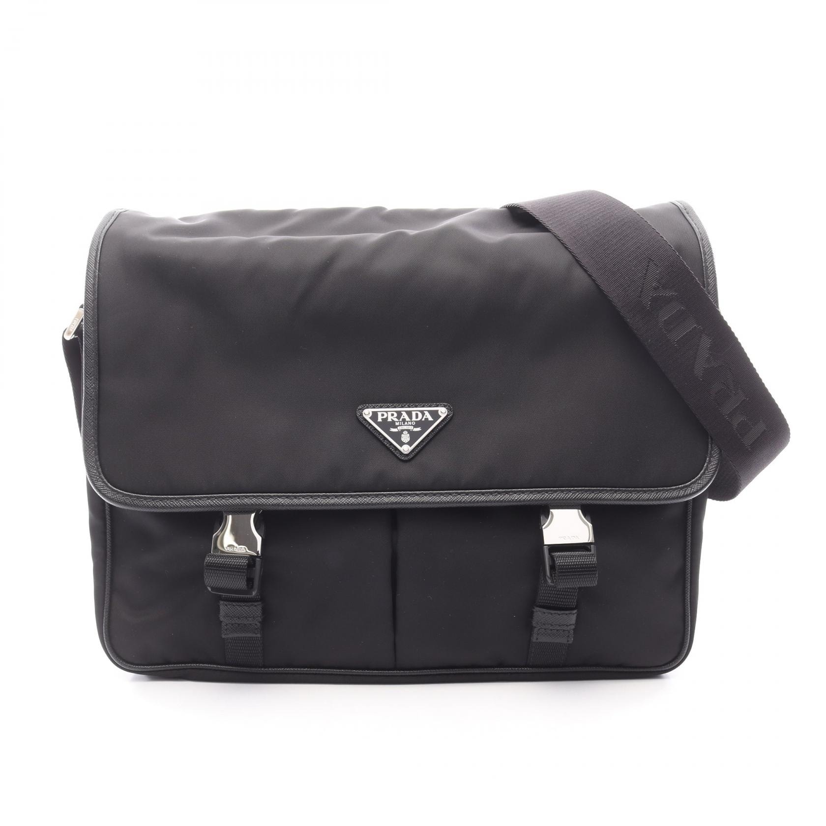 プラダ PRADA メッセンジャーバッグ ショルダーバッグ バッグ ナイロン サフィアーノレザー レディース ブラック系 2VD768 【中古】