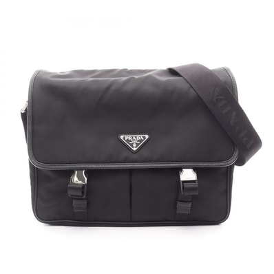 プラダ PRADA メッセンジャーバッグ ショルダーバッグ バッグ ナイロン サフィアーノレザー レディース ブラック系 2VD768 【中古】