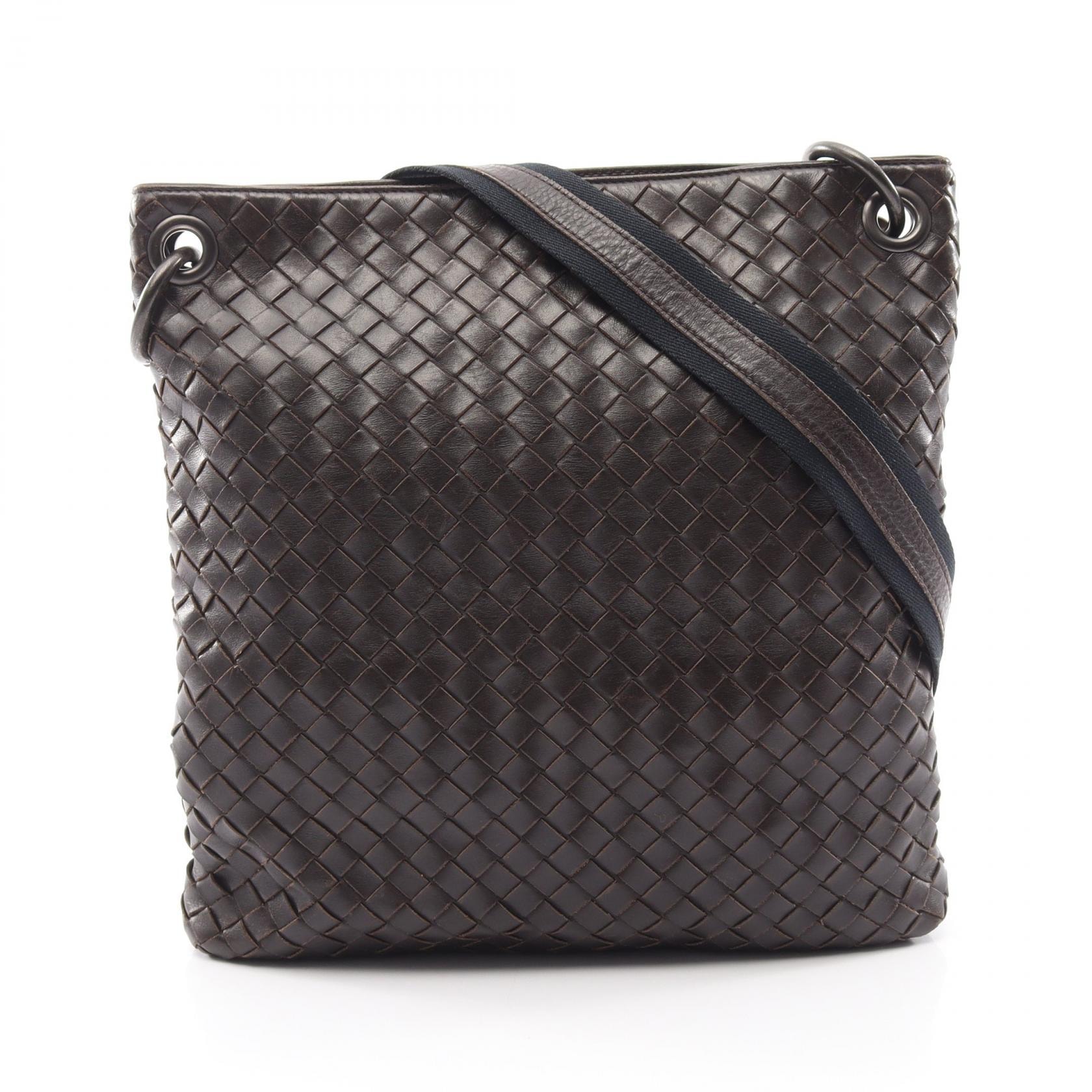 ボッテガヴェネタ BOTTEGA VENETA イントレチャート ショルダーバッグ バッグ レザー メンズ ブラウン系 【中古】