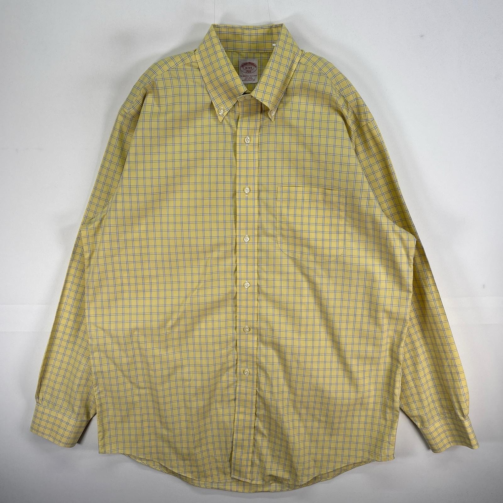古着 ブルックスブラザーズ Brooks Brothers 長袖シャツ 胸ポケ ボタンダウン 346 L  イエロー系 チェック メンズ