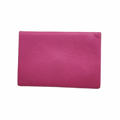 【6he4698】エルメス カードケース カルヴィ ヴォーエプソン ローズパープル シルバー金具 A刻印【中古】レディース