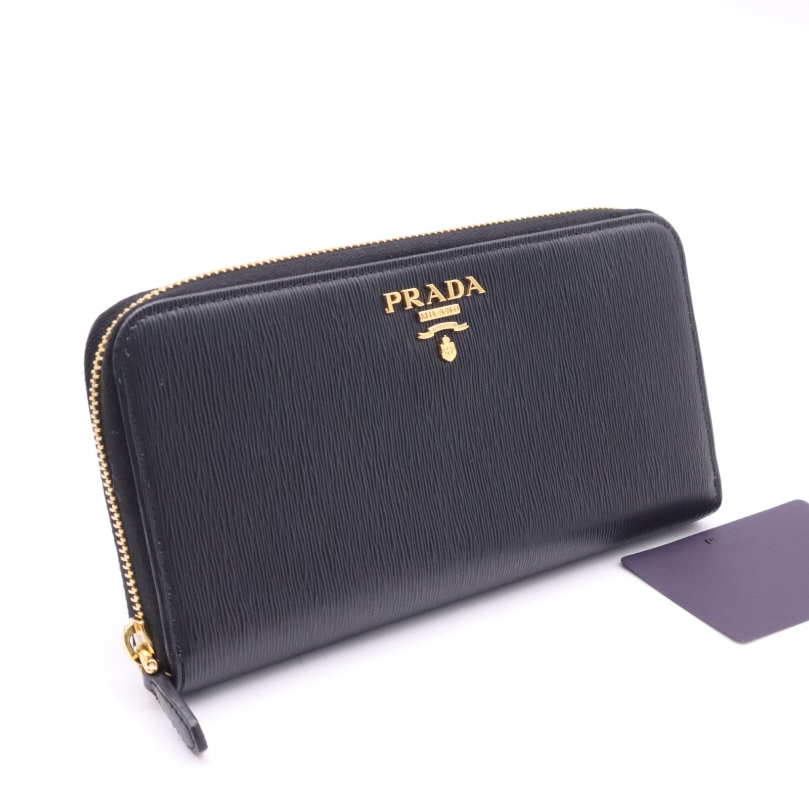 極美品 PRADA プラダ ヴィッテロムーヴ ラウンドファスナー 長財布 1ML506 長財布 ブラック カーフレザー レディース
