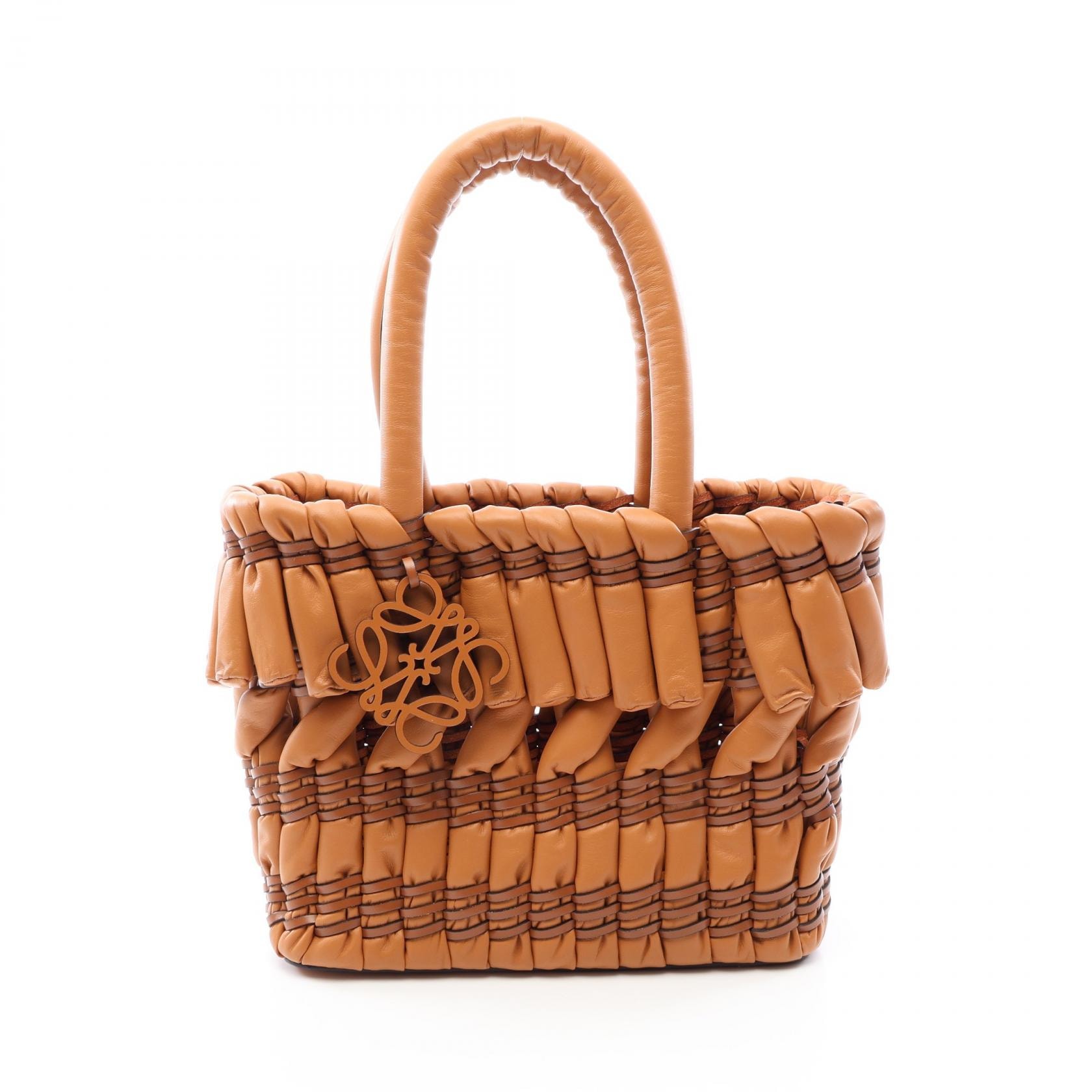 ロエベ LOEWE TUBULAR バスケット トートバッグ バッグ レザー レディース ブラウン系 【中古】