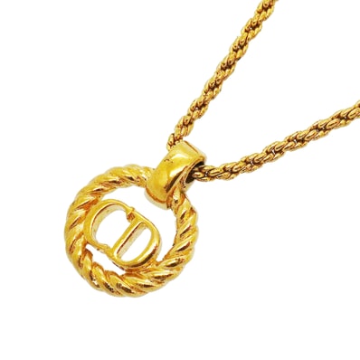 ★SALE【6jib0334】クリスチャンディオール ネックレス CDロゴ 丸型 サークル GPメッキ ゴールド【中古】レディース