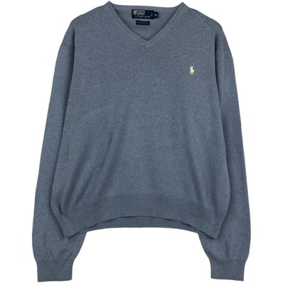 古着 ラルフローレン Ralph Lauren POLO by Ralph Lauren Vネック コットンニットセーター メンズXL相当/eaa617987
