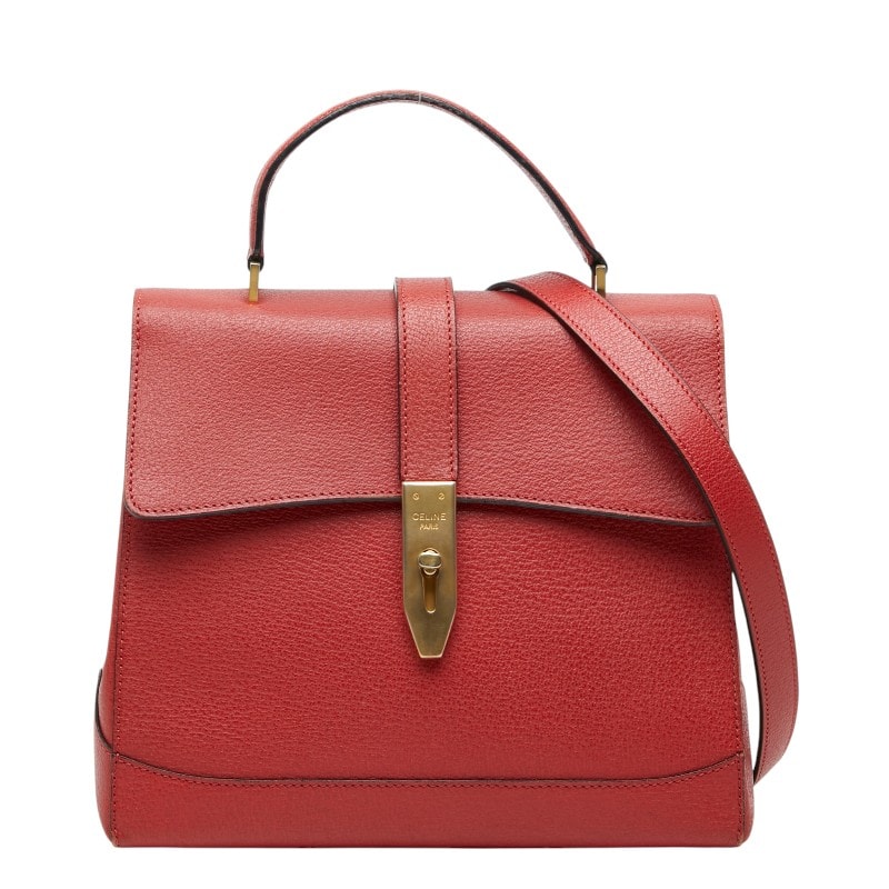 セリーヌ ハンドバッグ ショルダーバッグ 2WAY トップハンドル レッド レザー レディース CELINE 【中古】