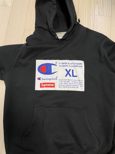 Supreme / Champion® Label Hooded Sweatshirt "Black"
