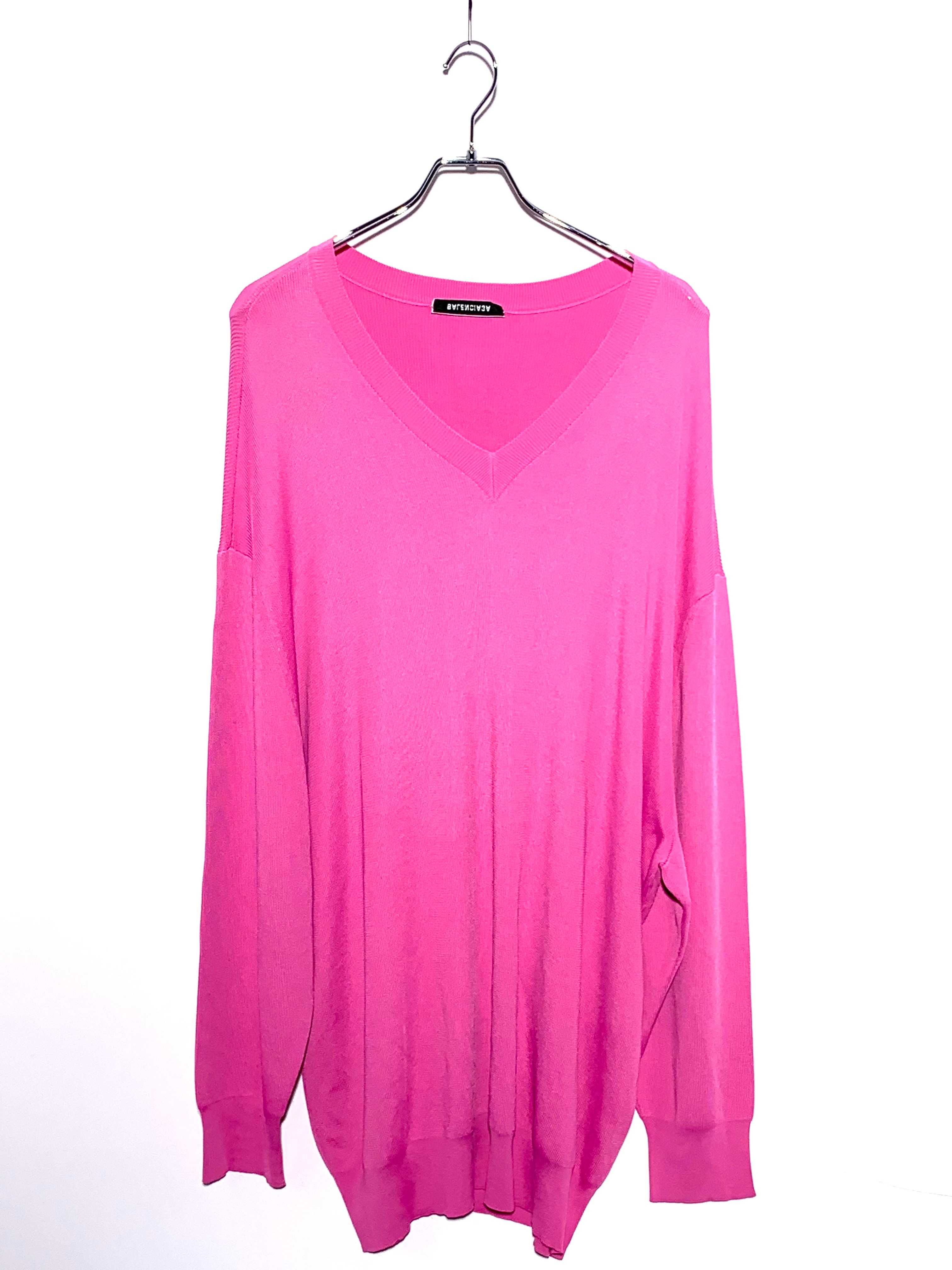 BALENCIAGA Oversized V-neck Knit pink 