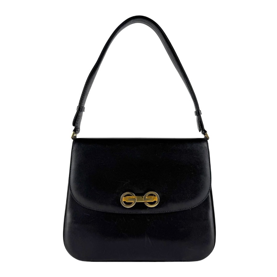 グッチ GUCCI ショルダーバッグ レザー ブラック レディース【中古】 z10350