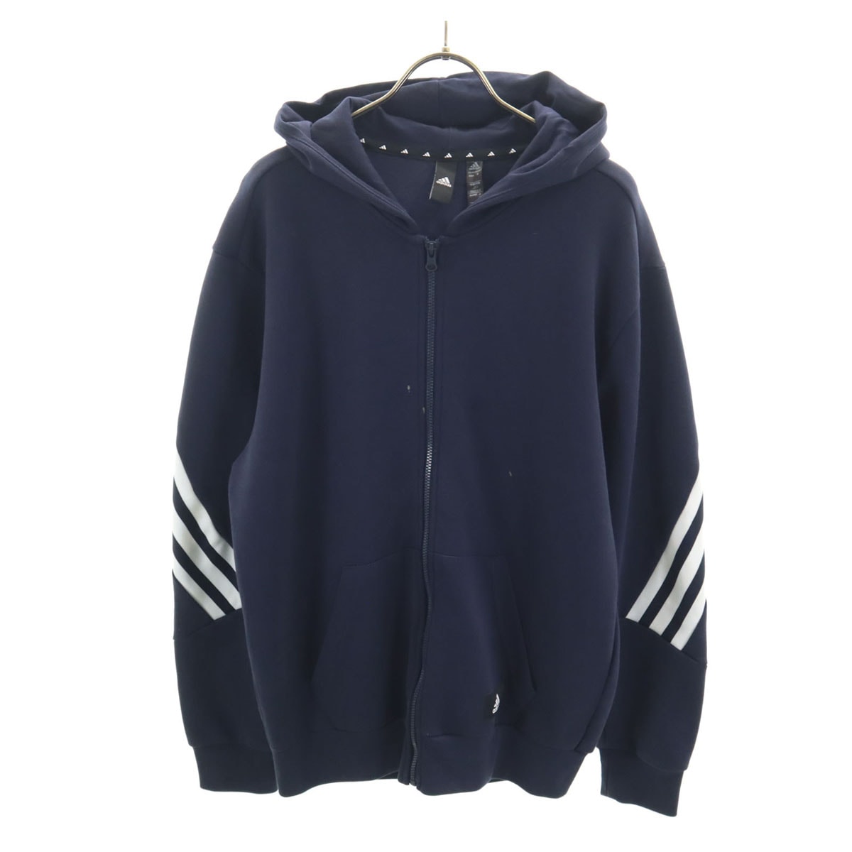 adidas アディダス 長袖 スウェット ジップパーカー O ネイビー