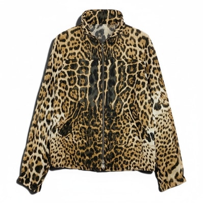 美品 YVES SAINT LAURENT イヴ サンローラン 2002年 トムフォード期 モンバサコレクション レオパード フーディー ブラウン ブラック シルク パーカー A3-00412 【中古】