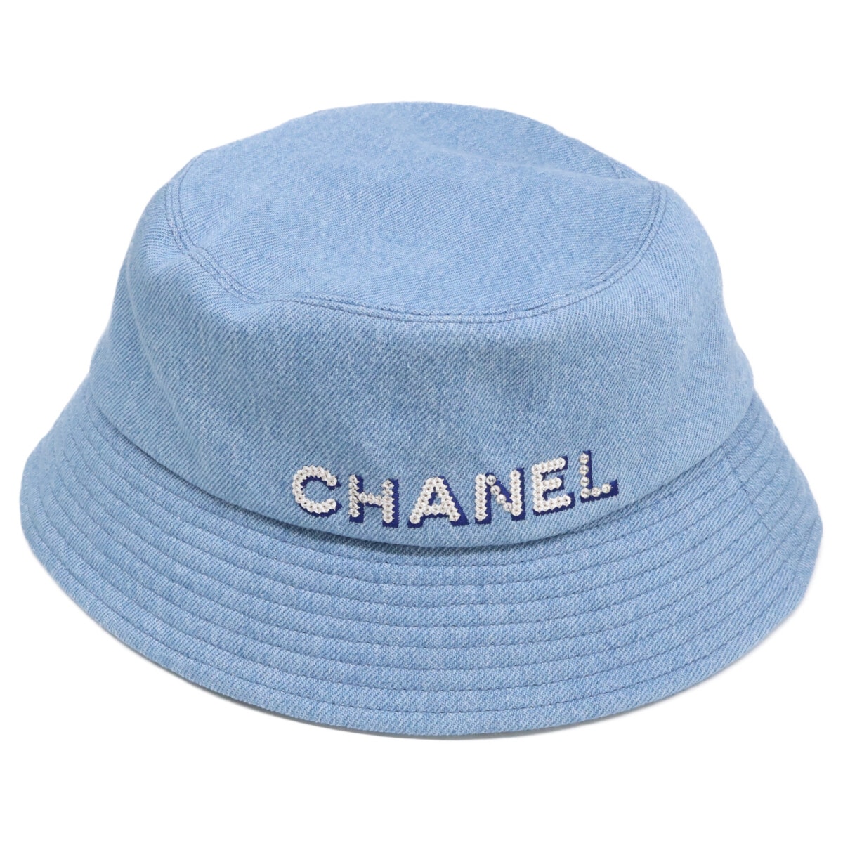 A (未使用に近い)】シャネル 22SS デニム ロゴ バケットハット Lの古着