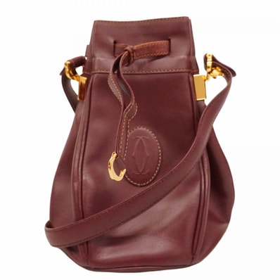 【6dd5129】カルティエ ショルダーバッグ マスト レザー ボルドー ゴールド金具【中古】レディース