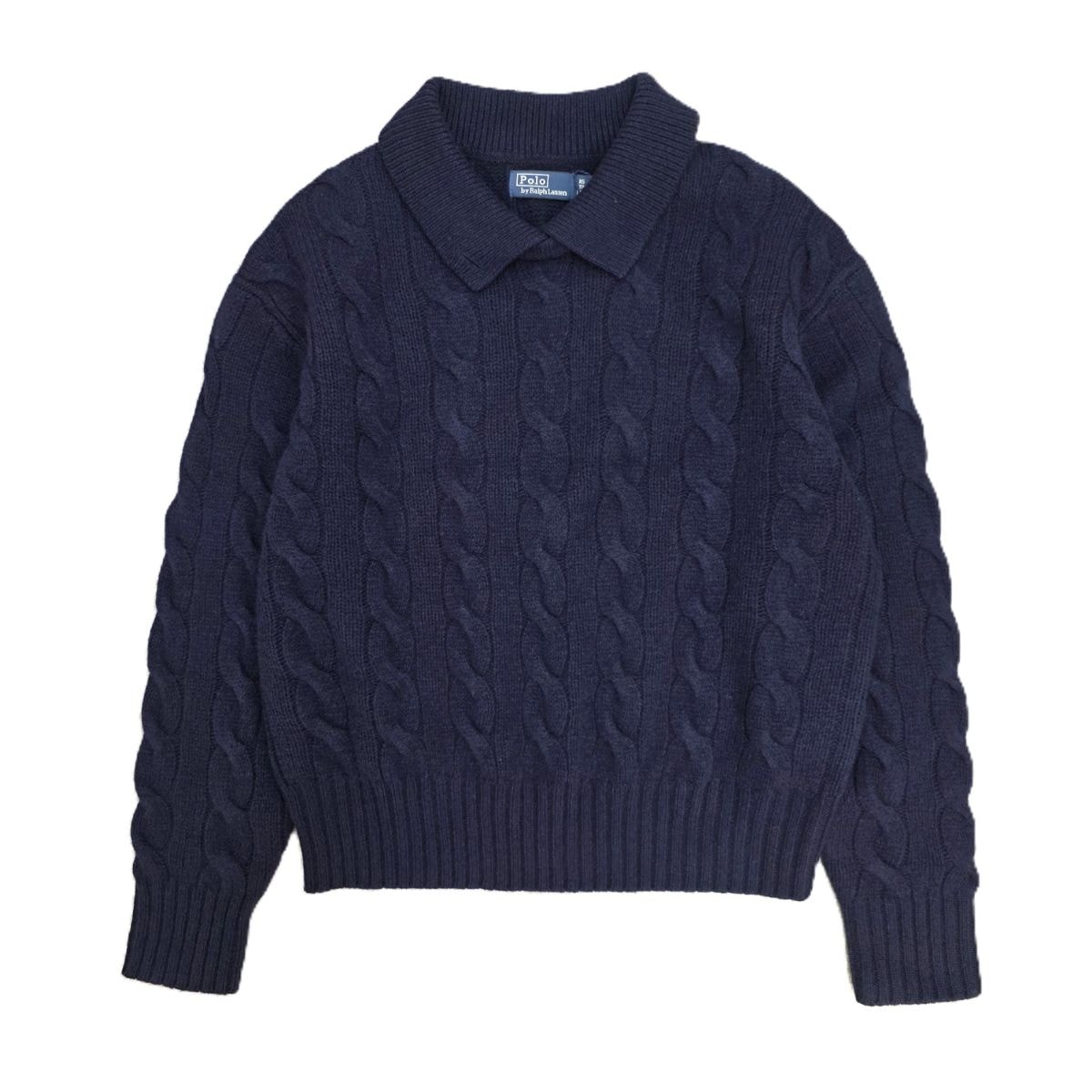 【値下げ】POLO RALPH LAUREN ポロ・ラルフローレン カシミヤ混 ケーブルニット ウールカシミヤ ポロ セーター ニット XS ウール レディース【中古】