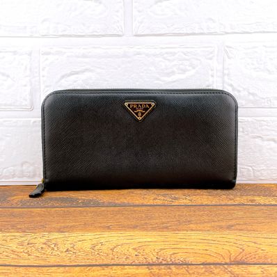 PRADA Large Saffiano Leather Wallet "Black"