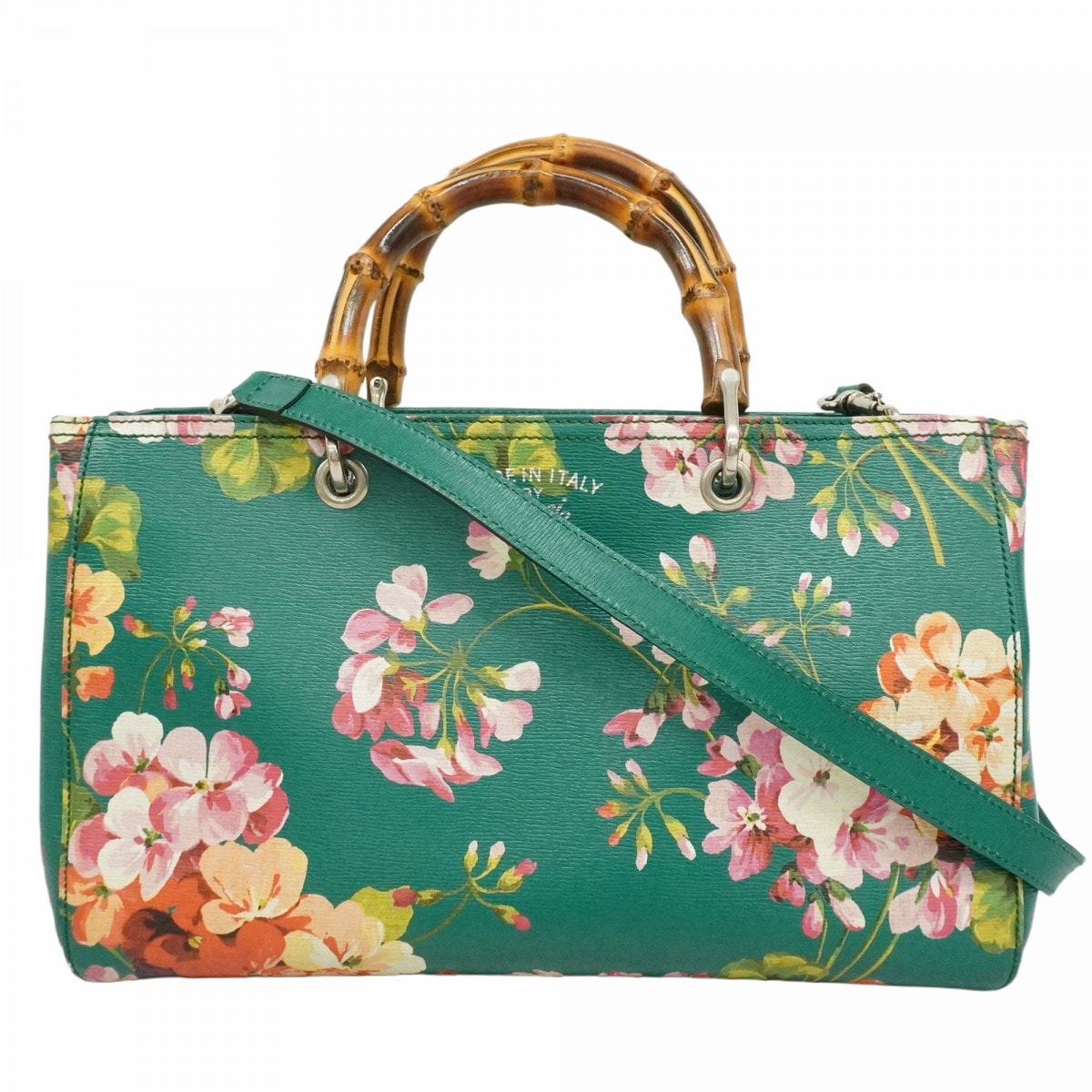 【6de5612-k】グッチ ハンドバッグ GGブルームス バンブー 323660 レザー グリーン シルバー金具 2wayバッグ【中古】レディース