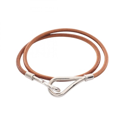 エルメス HERMES ジャンボチョーカー ブレスレット アクセサリー レザー ステンレススチール レディース ブラウン系 / シルバー系 【中古】