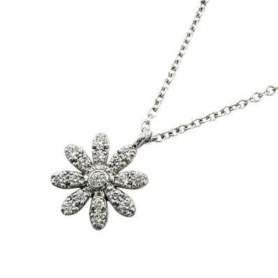 TIFFANY&Co. ティファニー ネックレス デイジー ペンダント ジュエリー 18金WG 750 ジュエリー アクセサリー K18ホワイトゴールド ダイヤモンド レディース 約2.1g 美品【中古品】