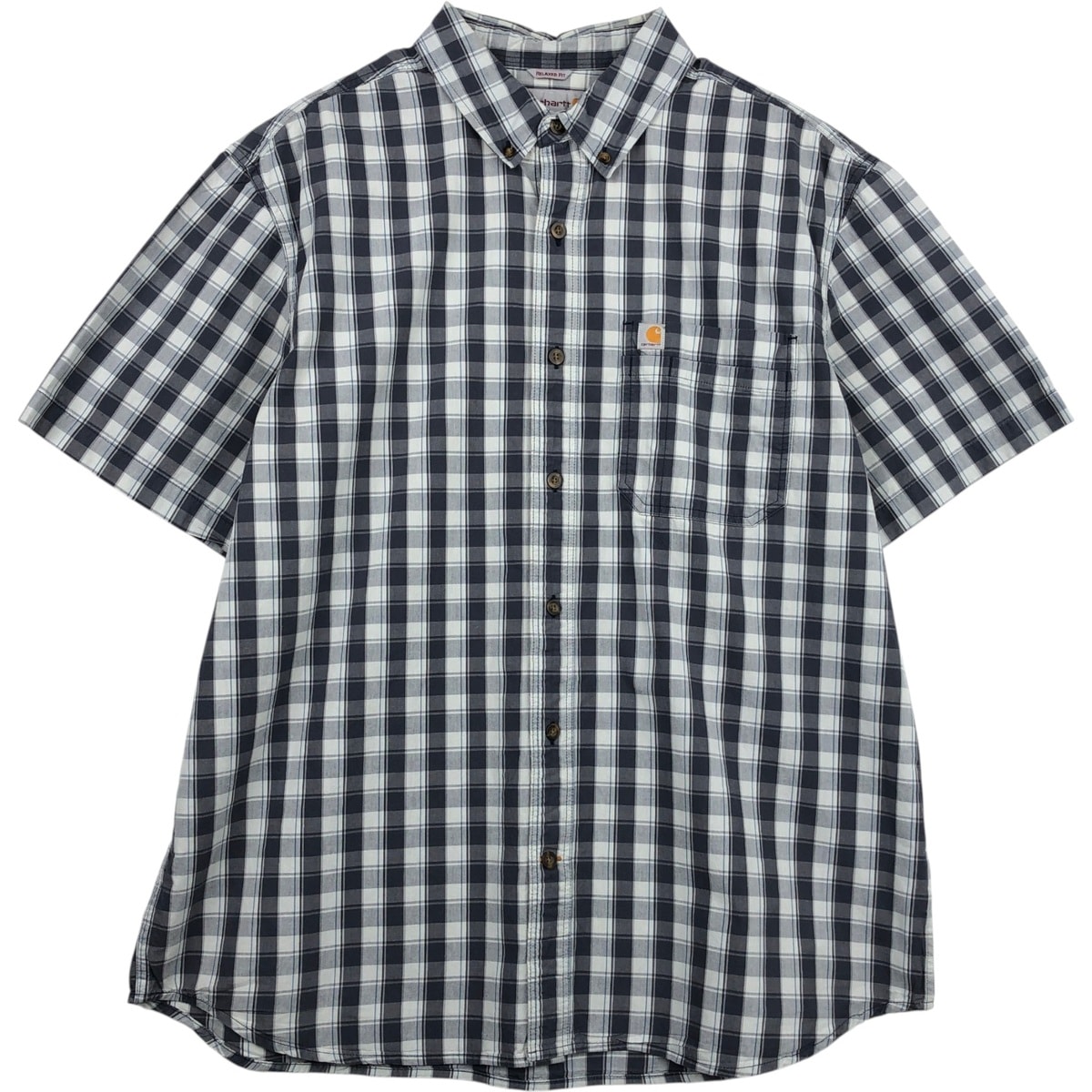 古着 カーハート Carhartt RELAXED FIT チェック柄 ボタンダウン 半袖 ワークシャツ メンズXL相当/eaa632765