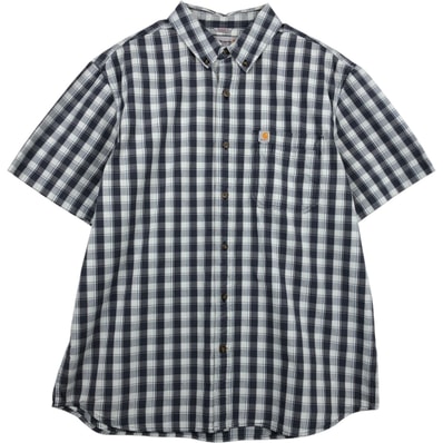 古着 カーハート Carhartt RELAXED FIT チェック柄 ボタンダウン 半袖 ワークシャツ メンズXL相当/eaa632765