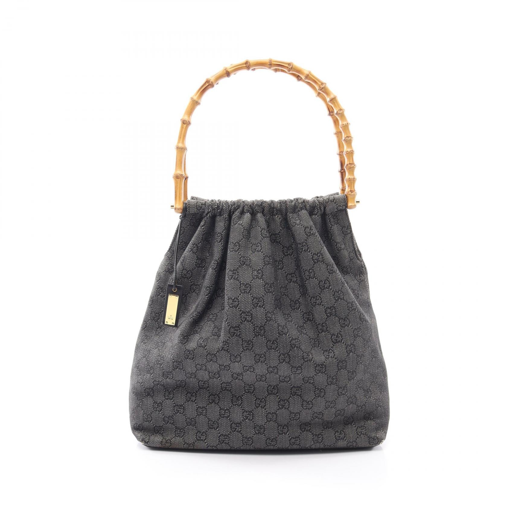 グッチ GUCCI バンブー GG柄 ショルダーバッグ バッグ キャンバス レザー レディース ネイビー系 92709 【中古】