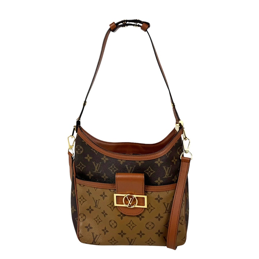 ルイ ヴィトン LOUIS VUITTON ショルダーバッグ 2wayバッグ モノグラム リバース ホーボー ドーフィーヌ PM モノグラムキャンバス ブラウン ゴールド レディース M45194【中古】 z11206