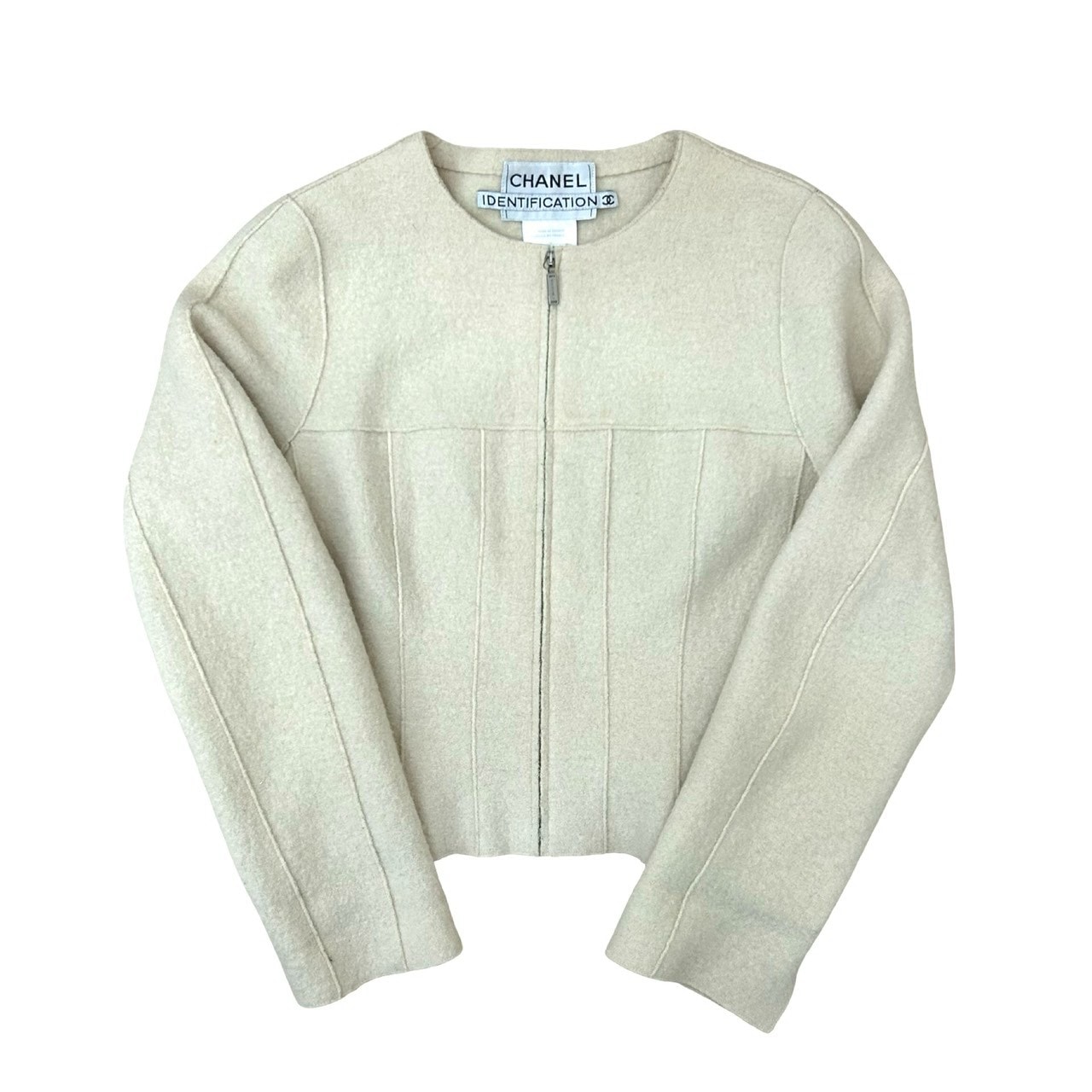 CHANEL シャネル ウール ノーカラージャケット ホワイト
 1685d