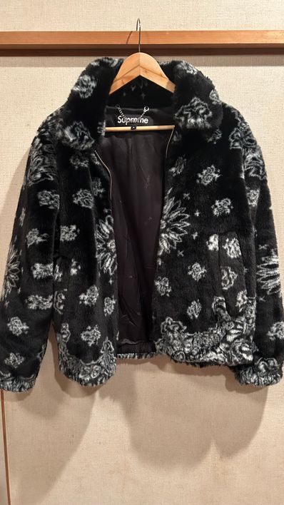Supreme Bandana Faux Fur Bomber Jacket "Black"