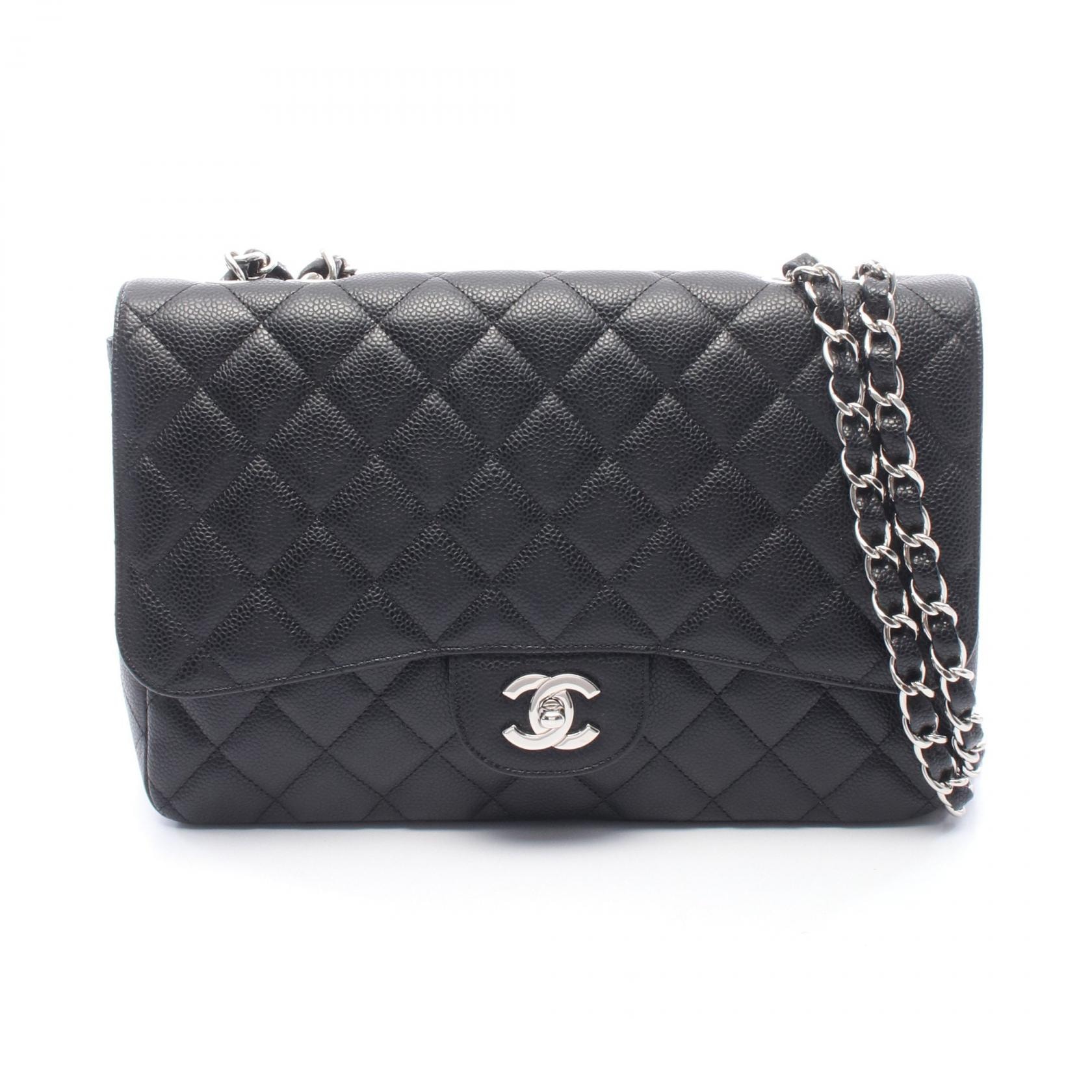 シャネル CHANEL デカマトラッセ30 シングルフラップ ショルダーバッグ バッグ カーフ(牛革) レディース ブラック系 【中古】