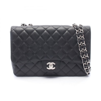 シャネル CHANEL デカマトラッセ30 シングルフラップ ショルダーバッグ バッグ カーフ(牛革) レディース ブラック系 【中古】