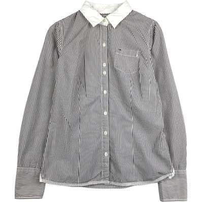 古着 00年代 トミーヒルフィガー TOMMY HILFIGER HILFIGER DENIM 長袖 コットンストライプシャツ クレリックシャツ レディースS相当/eaa652813