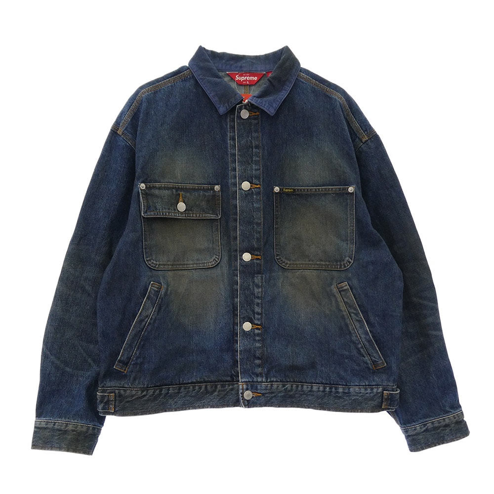 Supreme Distressed Selvedge Trucker Jacket (25FW) "Washed Indigo"