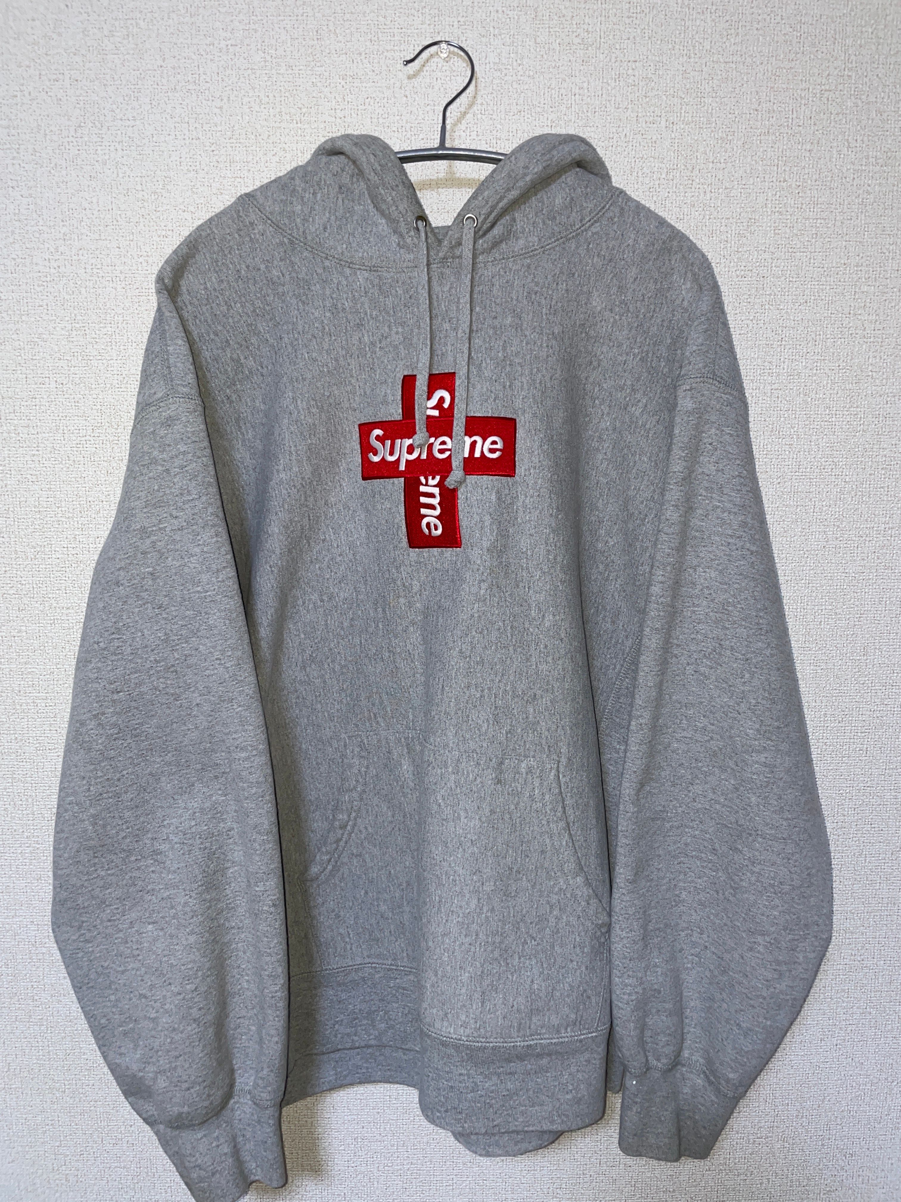 Supreme Cross Box Logo Hooded Sweatshirt "Grey"
