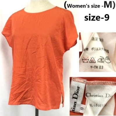 90s-00s/日本正規タグ/Vintage★ディオール/Christian Dior★半袖ブラウス/Tシャツ【9/レディースM/オレンジ/orange】Tops/Shirts◆cBH845