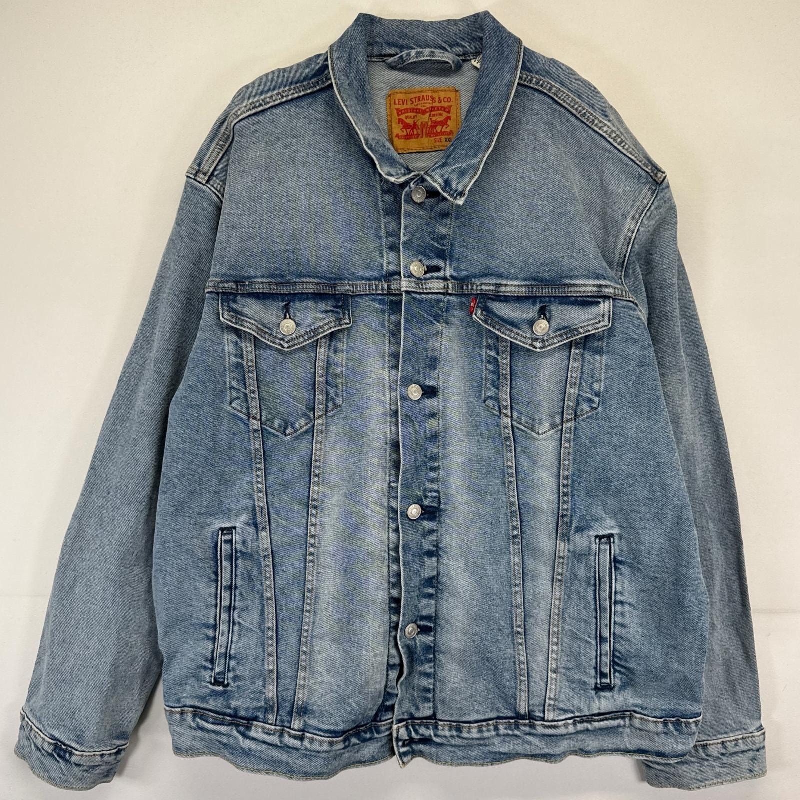 古着 リーバイス Levi's デニム ジャケット Gジャン デニム 胸ポケット 大きいサイズ 2XL  ブルー系 メンズ