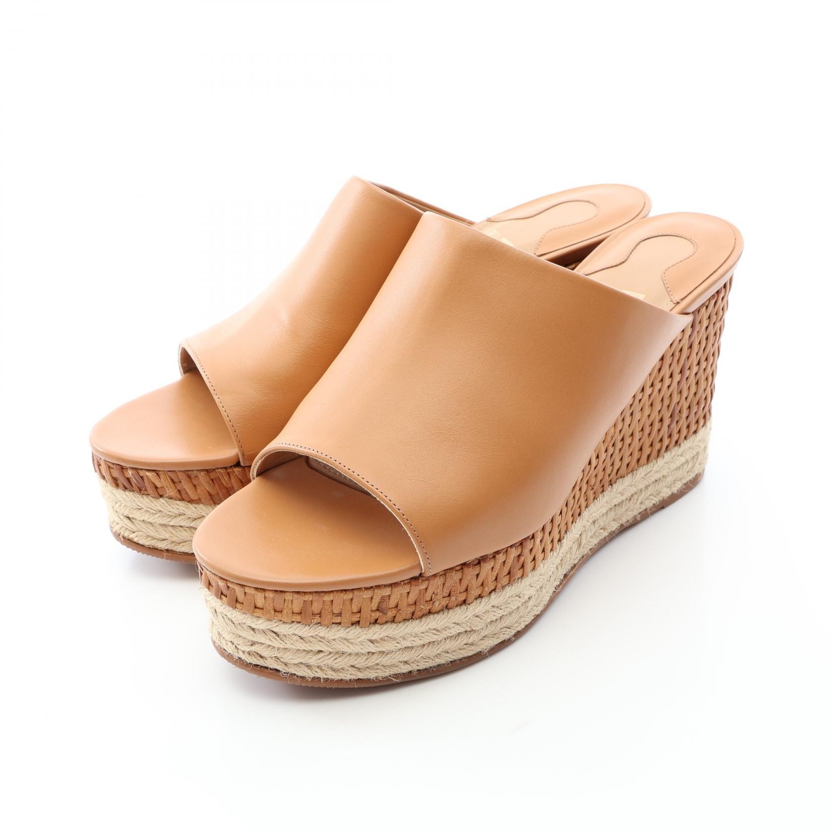 サルヴァトーレフェラガモ Salvatore Ferragamo ウェッジソール ミュール 靴 レザー レディース ベージュ系 【中古】