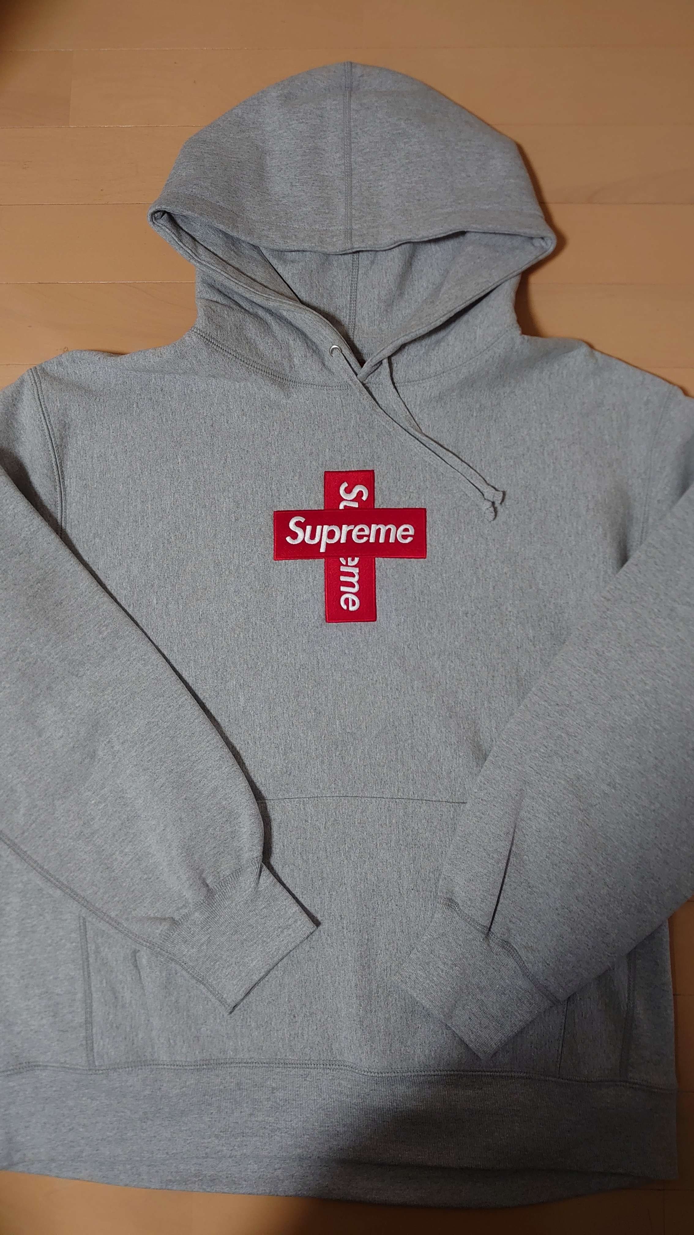 Supreme Cross Box Logo Hooded Sweatshirt "Grey"