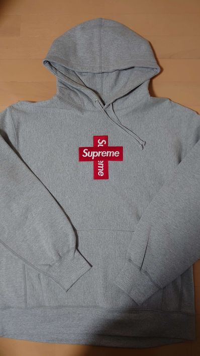Supreme Cross Box Logo Hooded Sweatshirt "Grey"