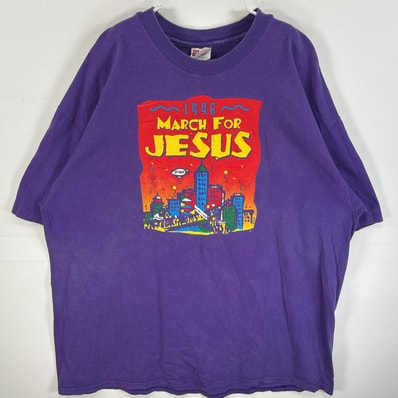 古着 90's/90年代 ヘインズ Hanes 半袖Tシャツ シングルステッチ 両面 ラバープリント 大きいサイズ 14041 パープル メンズ