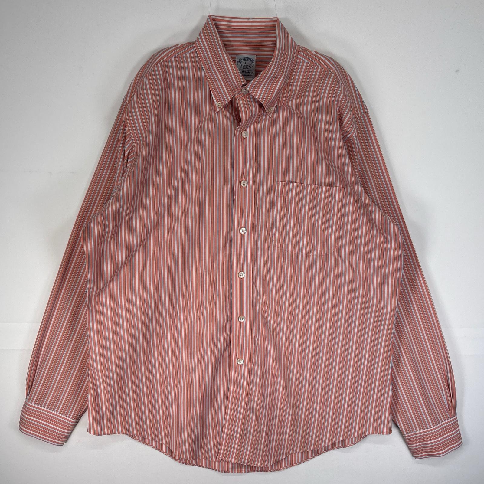 古着 ブルックスブラザーズ Brooks Brothers 長袖シャツ ストライプ 胸ポケ 1818 L オレンジ系 マルチカラー メンズ