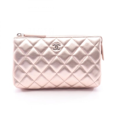 シャネル CHANEL マトラッセ メタリック ポーチ バッグ ラムスキン(羊革) レディース ピンク系 A69259 【中古】