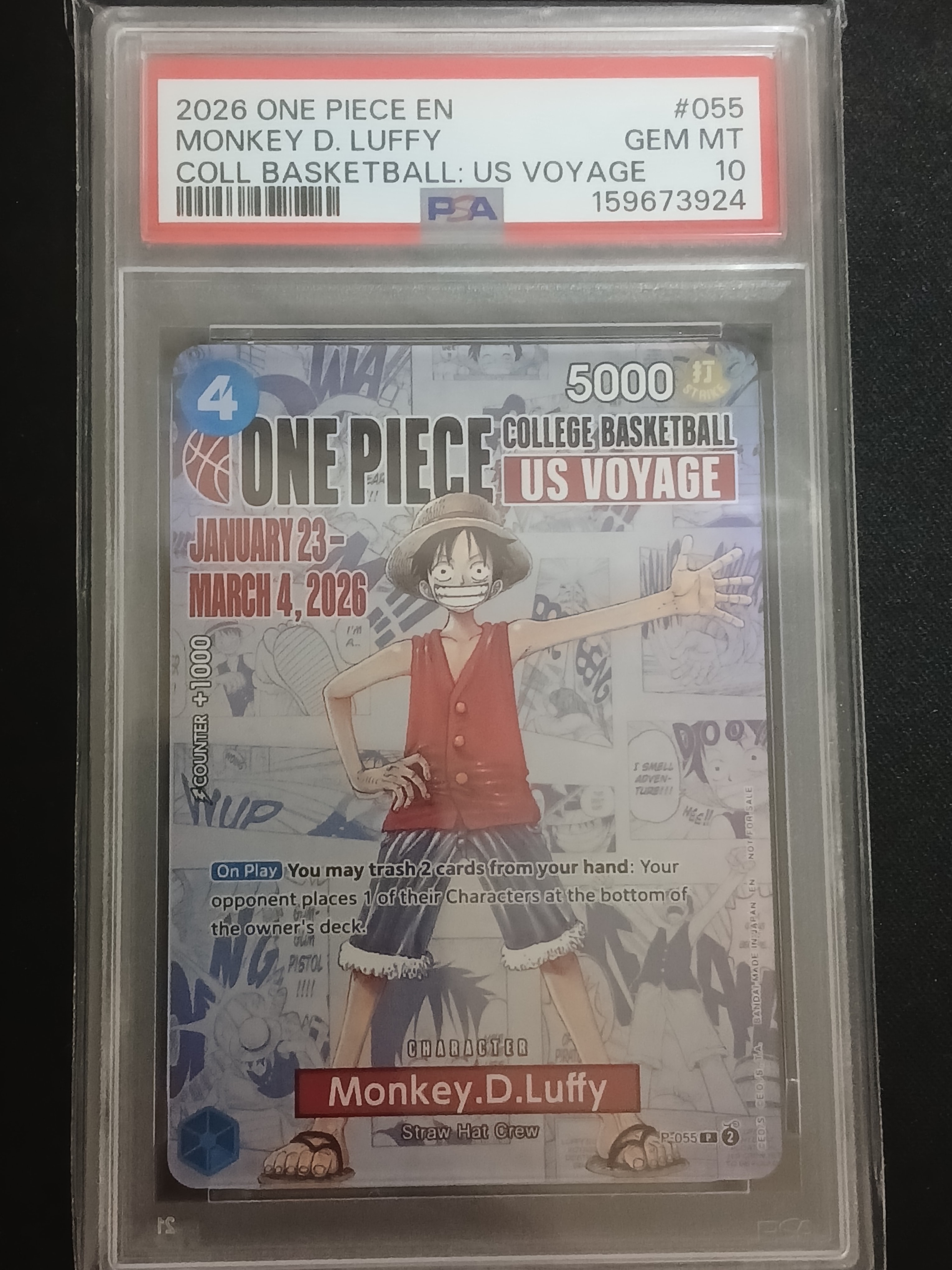 モンキー・D・ルフィ:P (開封済) [P-055]【英語版】(プロモーションカード「ワンピース カレッジ バスケットボール:USボヤージュ」)