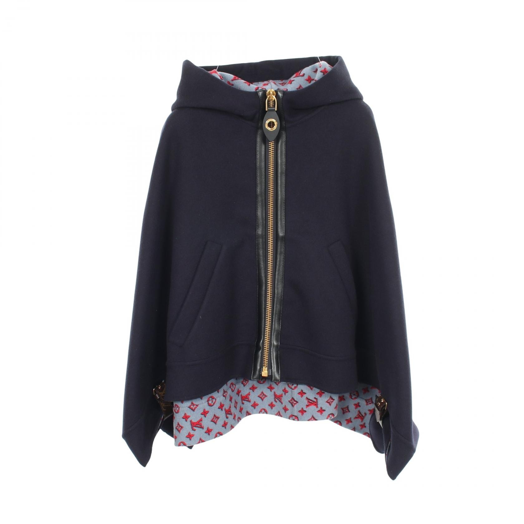 ルイ・ヴィトン LOUIS VUITTON ケープフーディコート フード付き ポンチョ 衣料品 アウター ウール レディース ネイビー系 RW232W AIG FPCO35 【中古】