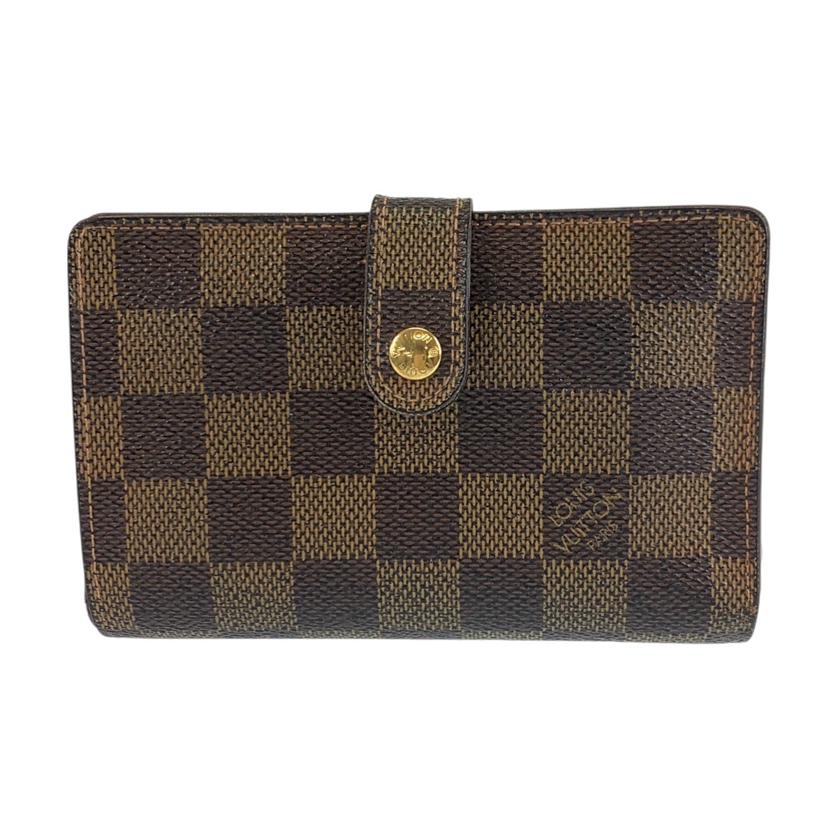 LOUIS VUITTON ルイヴィトン ダミエ ポルトモネ ヴィエノワ ブラウン ゴールド金具 PVC 折財布 コンパクトウォレット 601044 【中古】