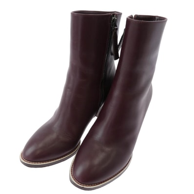 Chloe クロエ ブーツ サイドジップ レザー ヒール アンクル ブーツ ブラウン系 36【中古】