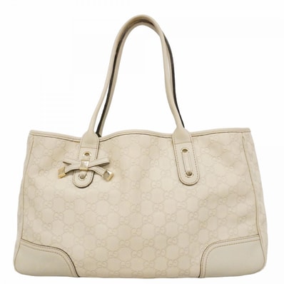【6dd4495】グッチ トートバッグ グッチシマ 163805 レザー アイボリー シャンパンゴールド金具【中古】レディース