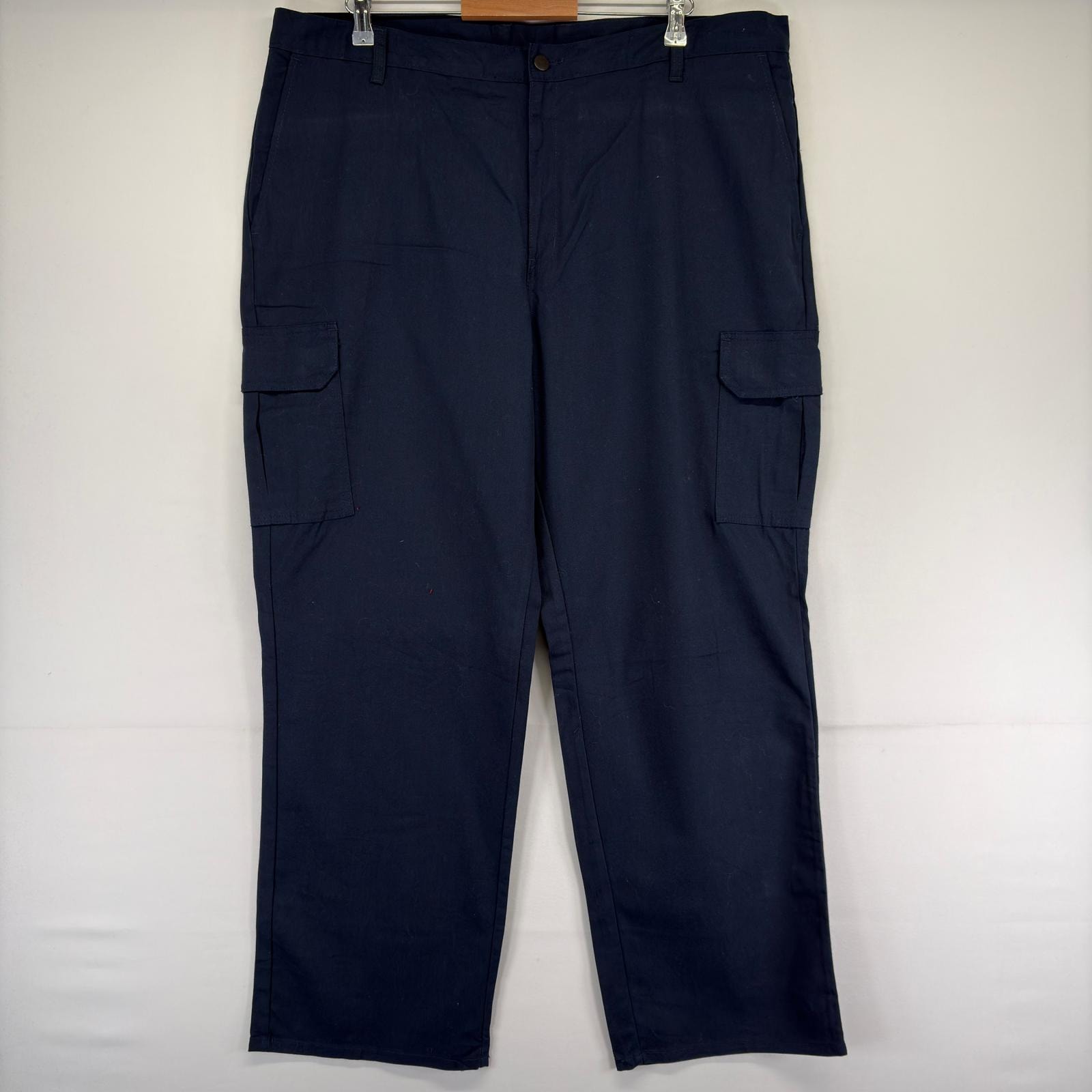 古着 ディッキーズ Dickies パンツ サイドポケット カーゴパンツ 作業着 ワーク ワンポイントロゴ w42 L32  ネイビー メンズ